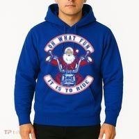 Santa On Motorcycle Funny Christmas Gift Hoodie thumb 2