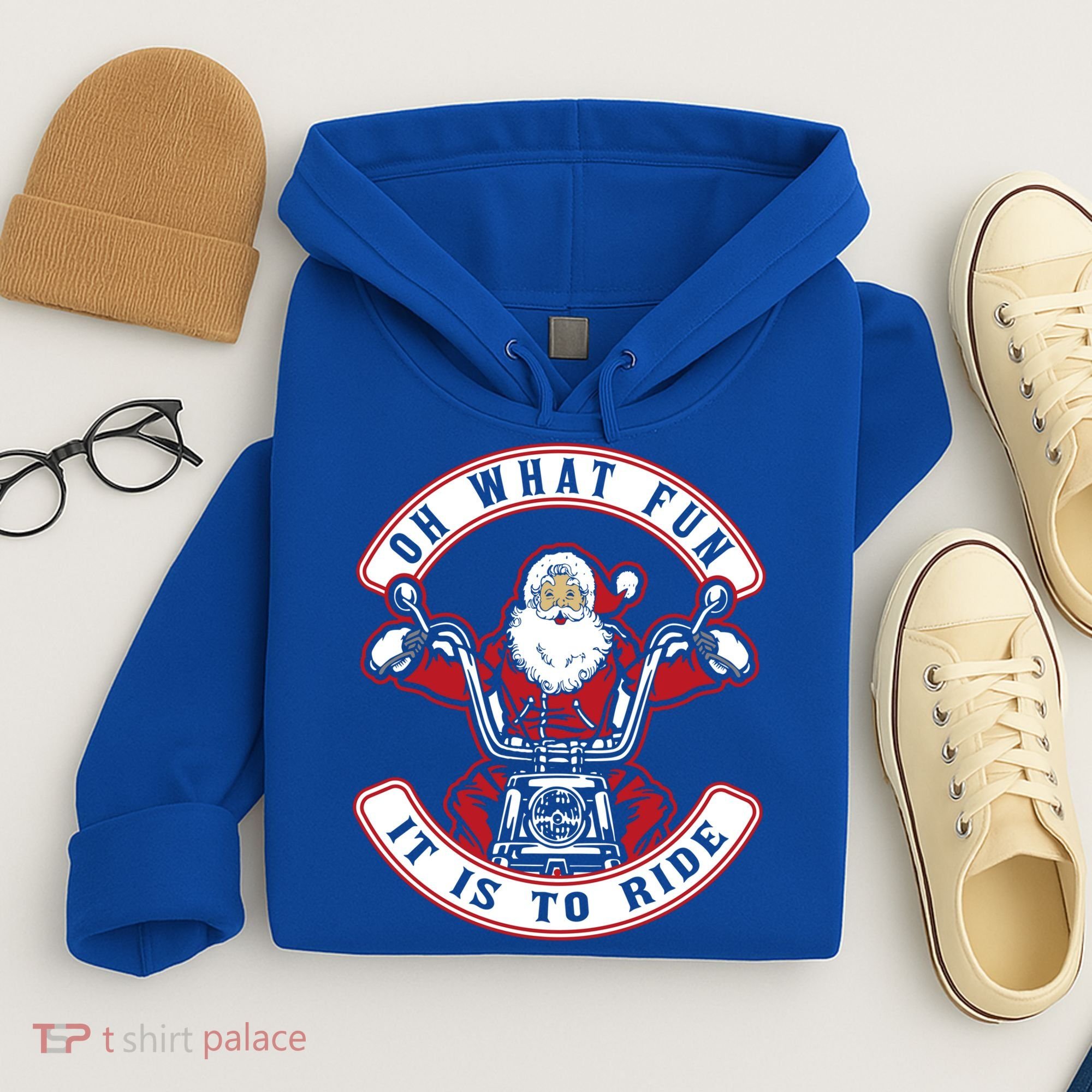 Santa On Motorcycle Funny Christmas Gift Hoodie