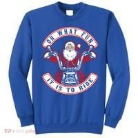 Santa On Motorcycle Funny Christmas Gift Sweatshirt thumb 0