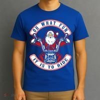 Santa On Motorcycle Funny Christmas Gift T-Shirt thumb 3