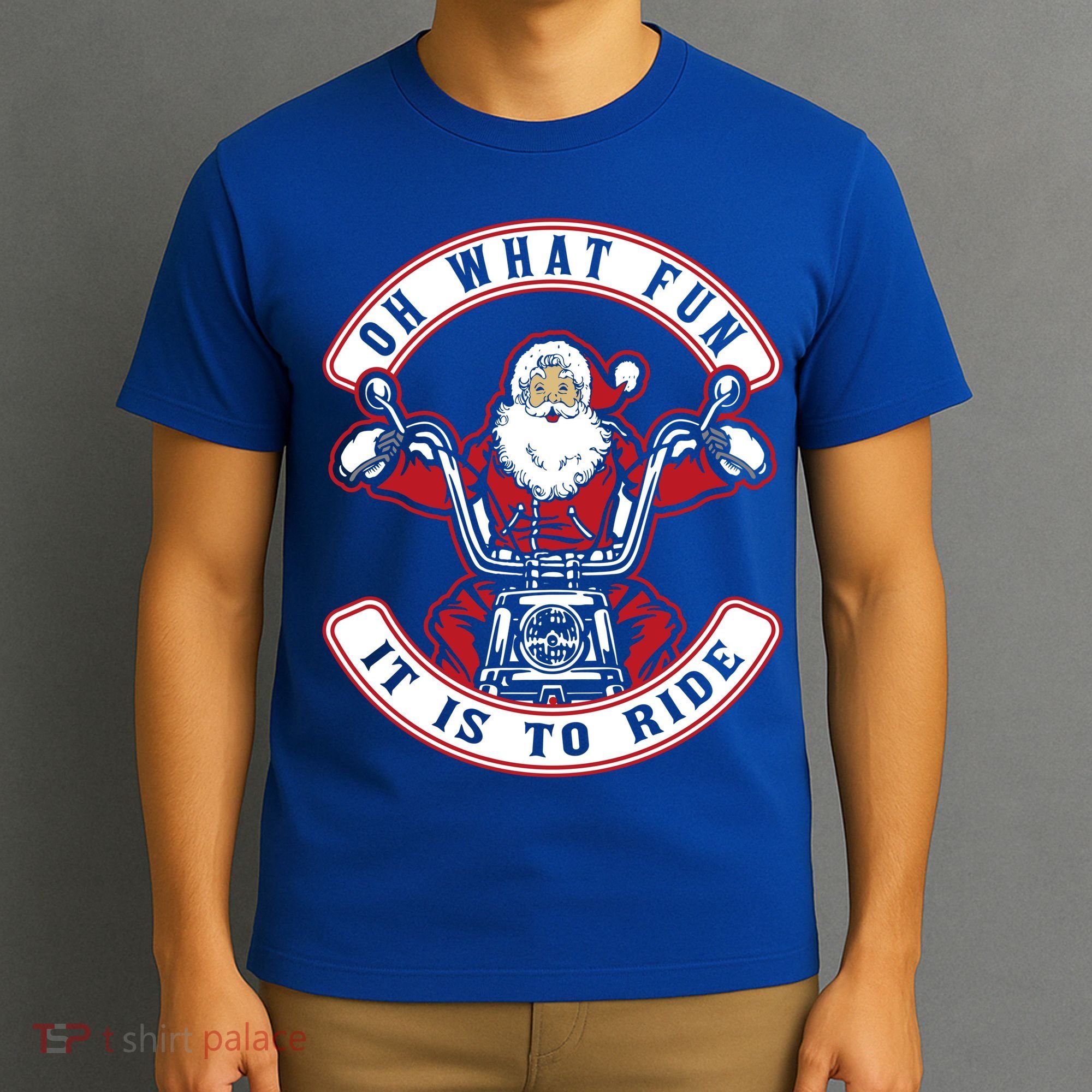 Santa On Motorcycle Funny Christmas Gift T-Shirt