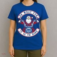 Santa On Motorcycle Funny Christmas Gift T-Shirt thumb 4