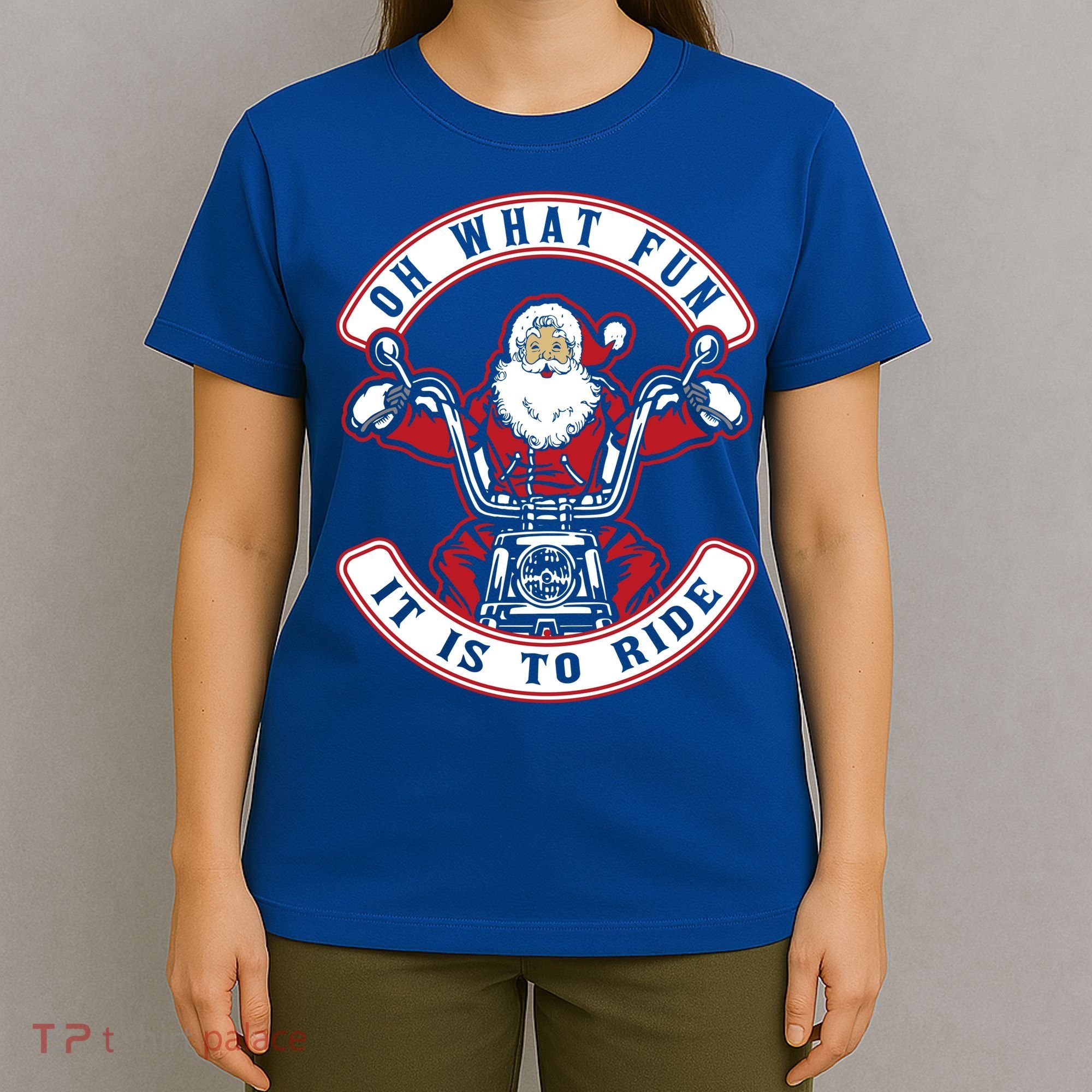 Santa On Motorcycle Funny Christmas Gift T-Shirt