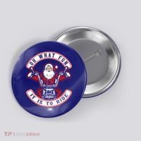 Santa On Motorcycle Funny Christmas Gift Button thumb 0