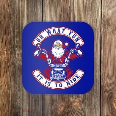 Santa On Motorcycle Funny Christmas Gift Coaster