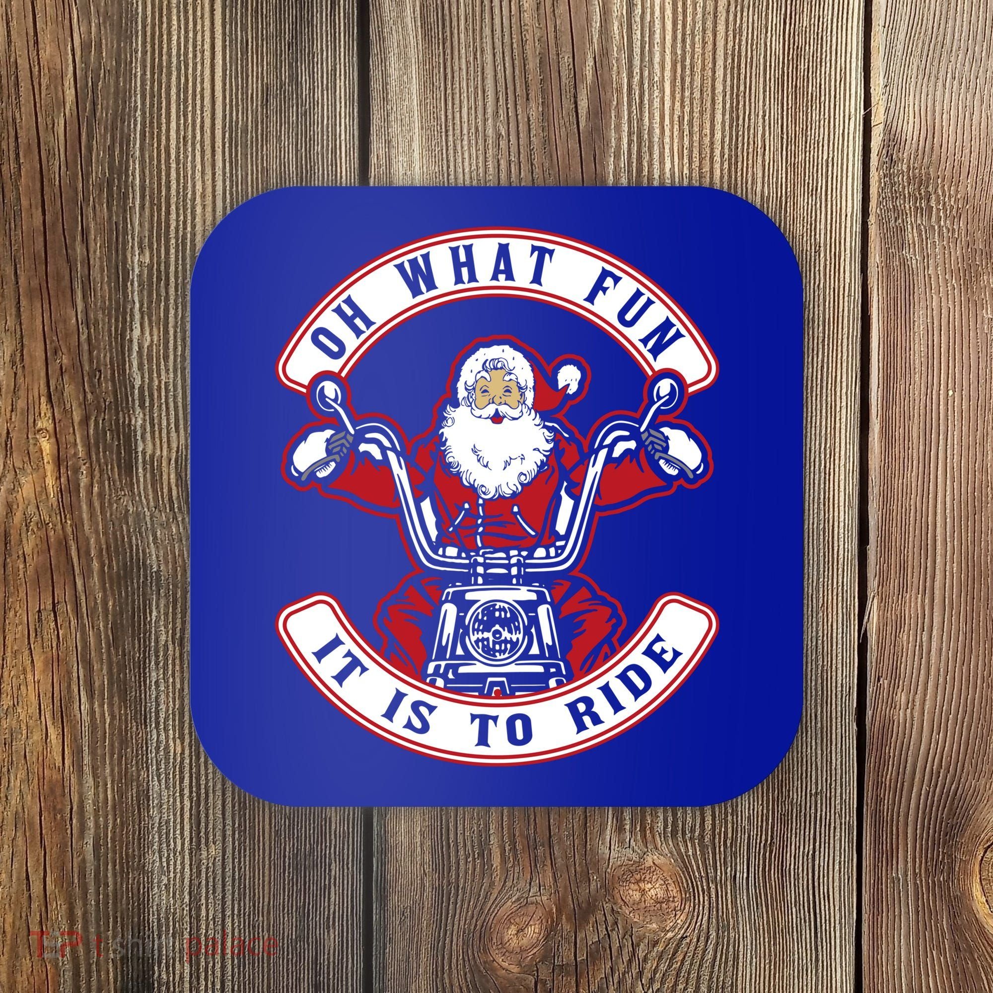 Santa On Motorcycle Funny Christmas Gift Coaster
