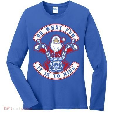 Santa On Motorcycle Funny Christmas Gift Women's Long Sleeve Shirt