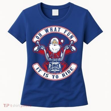 Santa On Motorcycle Funny Christmas Gift Women's T-Shirt