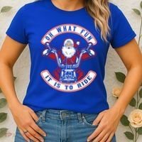 Santa On Motorcycle Funny Christmas Gift Women's T-Shirt thumb 2