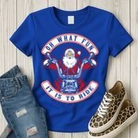 Santa On Motorcycle Funny Christmas Gift Women's T-Shirt thumb 3