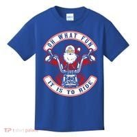 Santa On Motorcycle Funny Christmas Gift Kids T-Shirt thumb 0