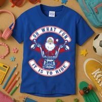 Santa On Motorcycle Funny Christmas Gift Kids T-Shirt thumb 3
