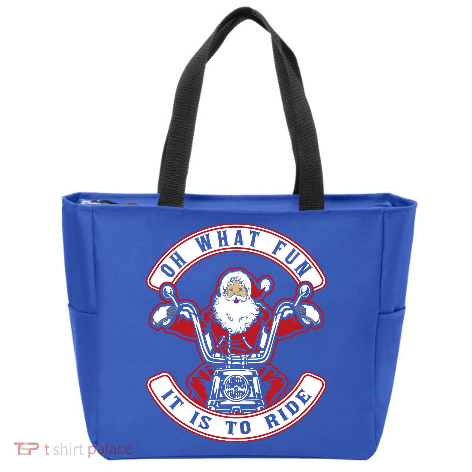 Santa On Motorcycle Funny Christmas Gift Tote Bag