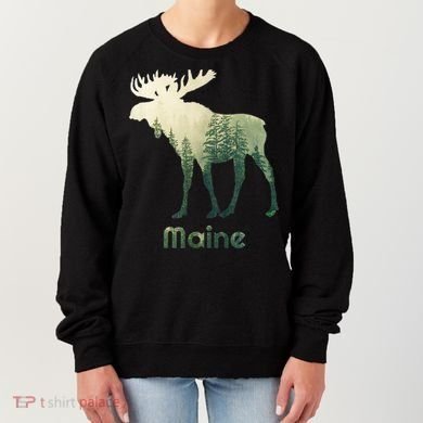 State Of Maine Moose Forest Tree Hunter Wildlife Women's Sweatshirt