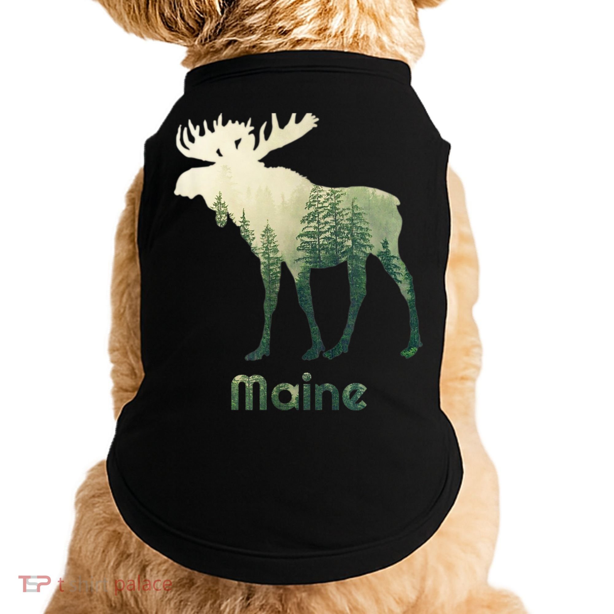 State Of Maine Moose Forest Tree Hunter Wildlife Doggie Tank