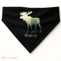 State Of Maine Moose Forest Tree Hunter Wildlife USA-Made Doggie Bandana thumb 0
