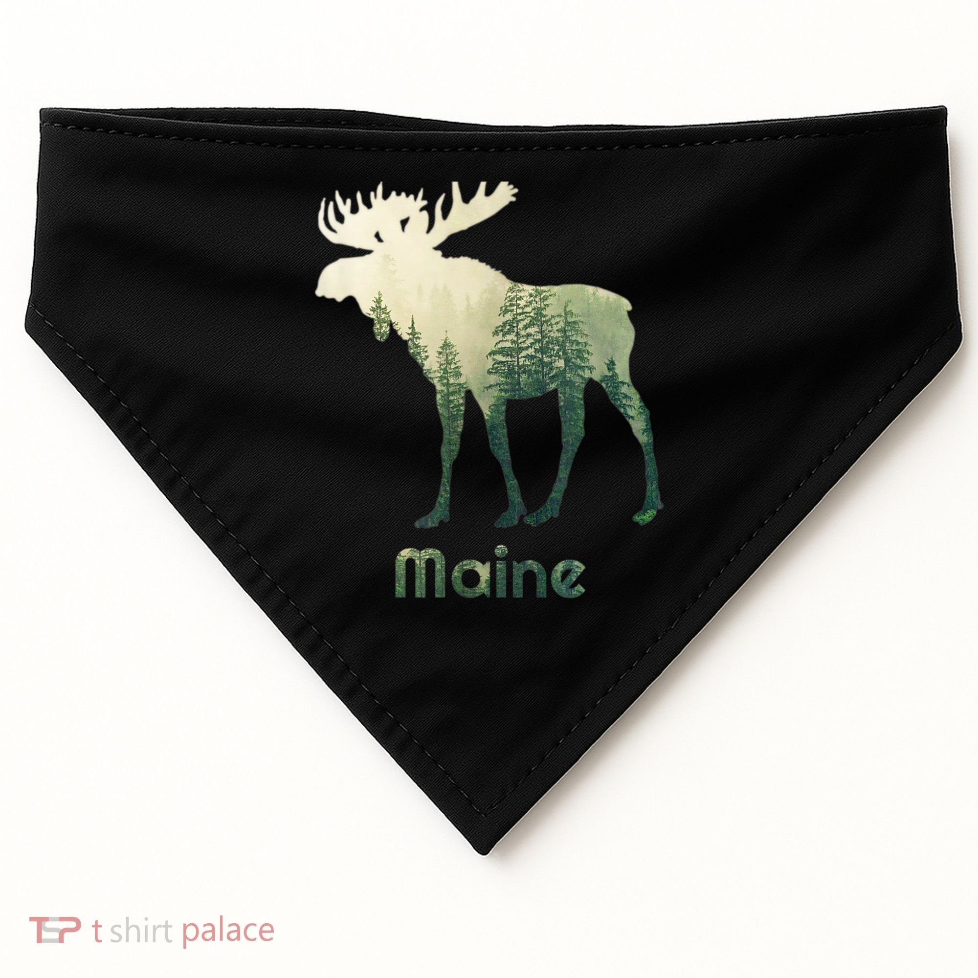 State Of Maine Moose Forest Tree Hunter Wildlife USA-Made Doggie Bandana