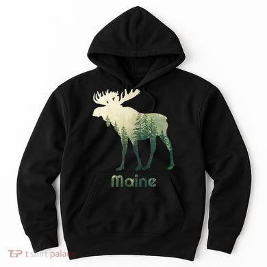 State Of Maine Moose Forest Tree Hunter Wildlife Hoodie