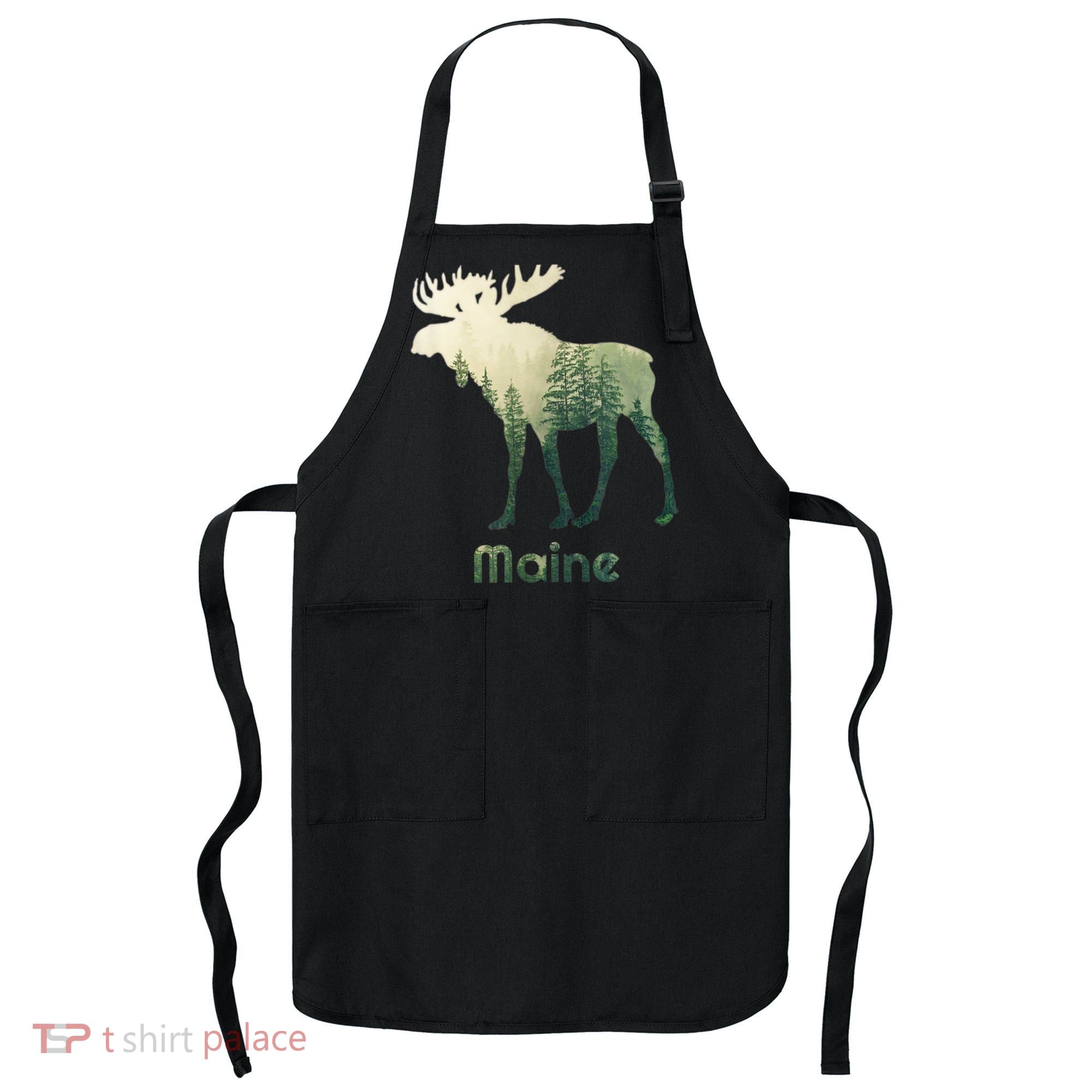 State Of Maine Moose Forest Tree Hunter Wildlife Apron