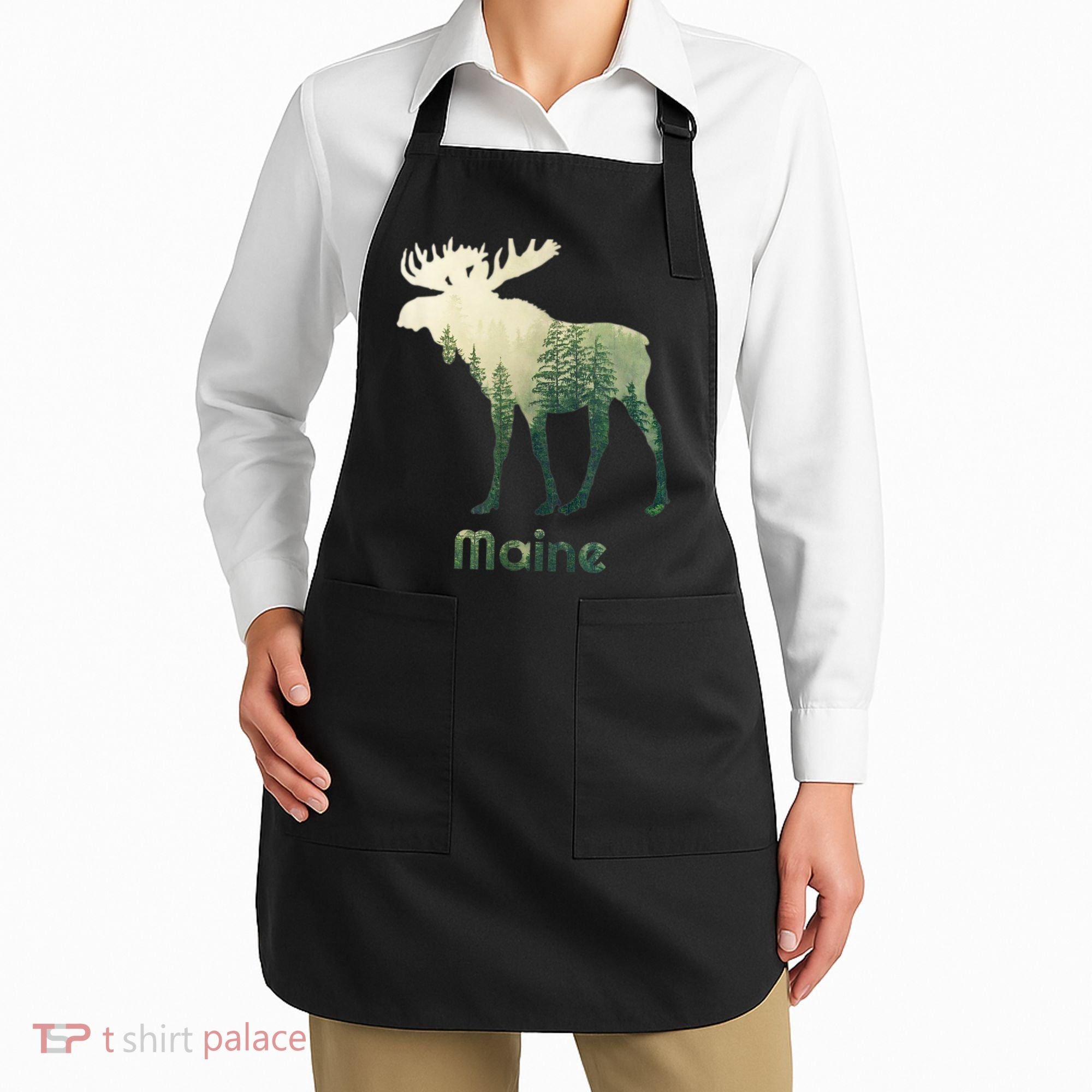 State Of Maine Moose Forest Tree Hunter Wildlife Apron