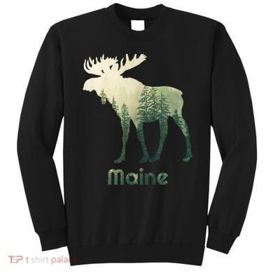 State Of Maine Moose Forest Tree Hunter Wildlife Sweatshirt
