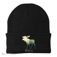 State Of Maine Moose Forest Tree Hunter Wildlife Beanie thumb 0