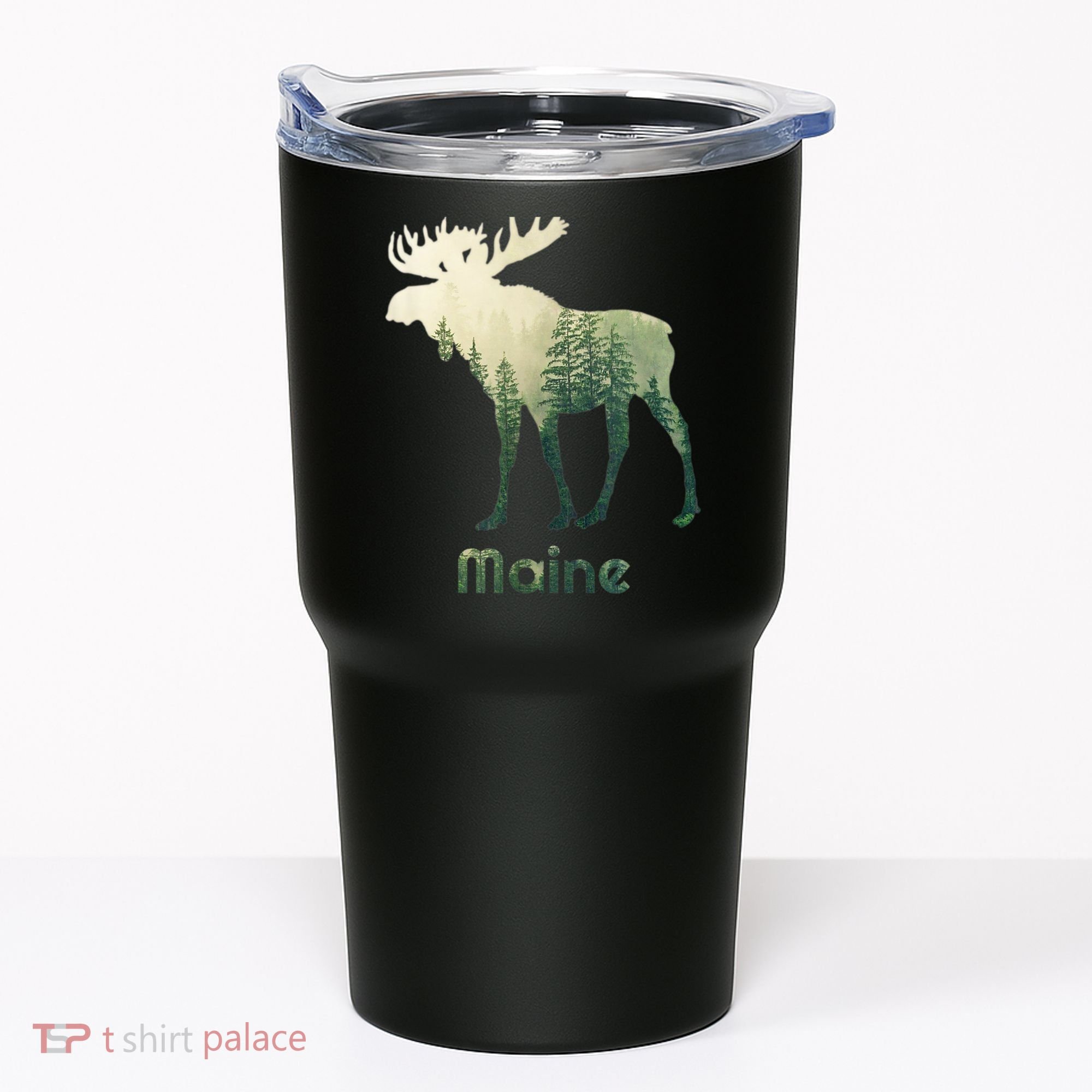 State Of Maine Moose Forest Tree Hunter Wildlife Tumbler