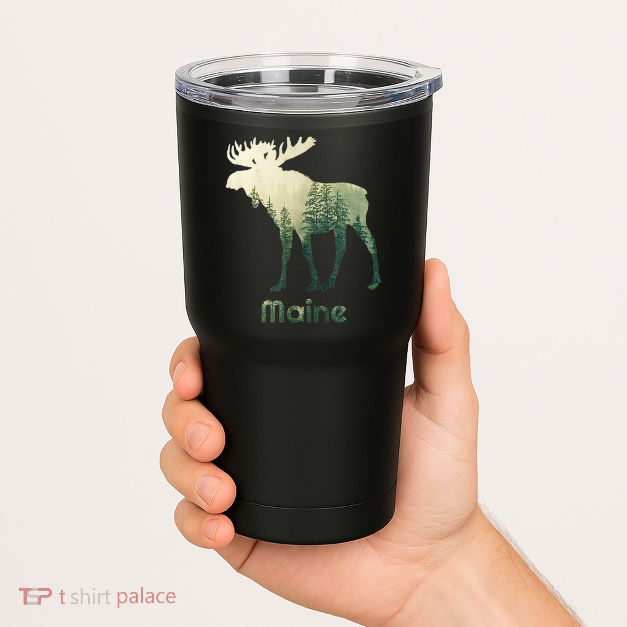 State Of Maine Moose Forest Tree Hunter Wildlife Tumbler