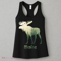 State Of Maine Moose Forest Tree Hunter Wildlife Women's Tank Top thumb 3