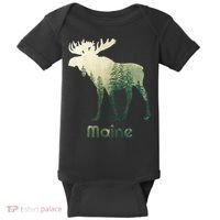 State Of Maine Moose Forest Tree Hunter Wildlife Baby Bodysuit thumb 0
