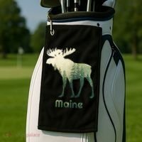 State Of Maine Moose Forest Tree Hunter Wildlife Golf Towel thumb 2