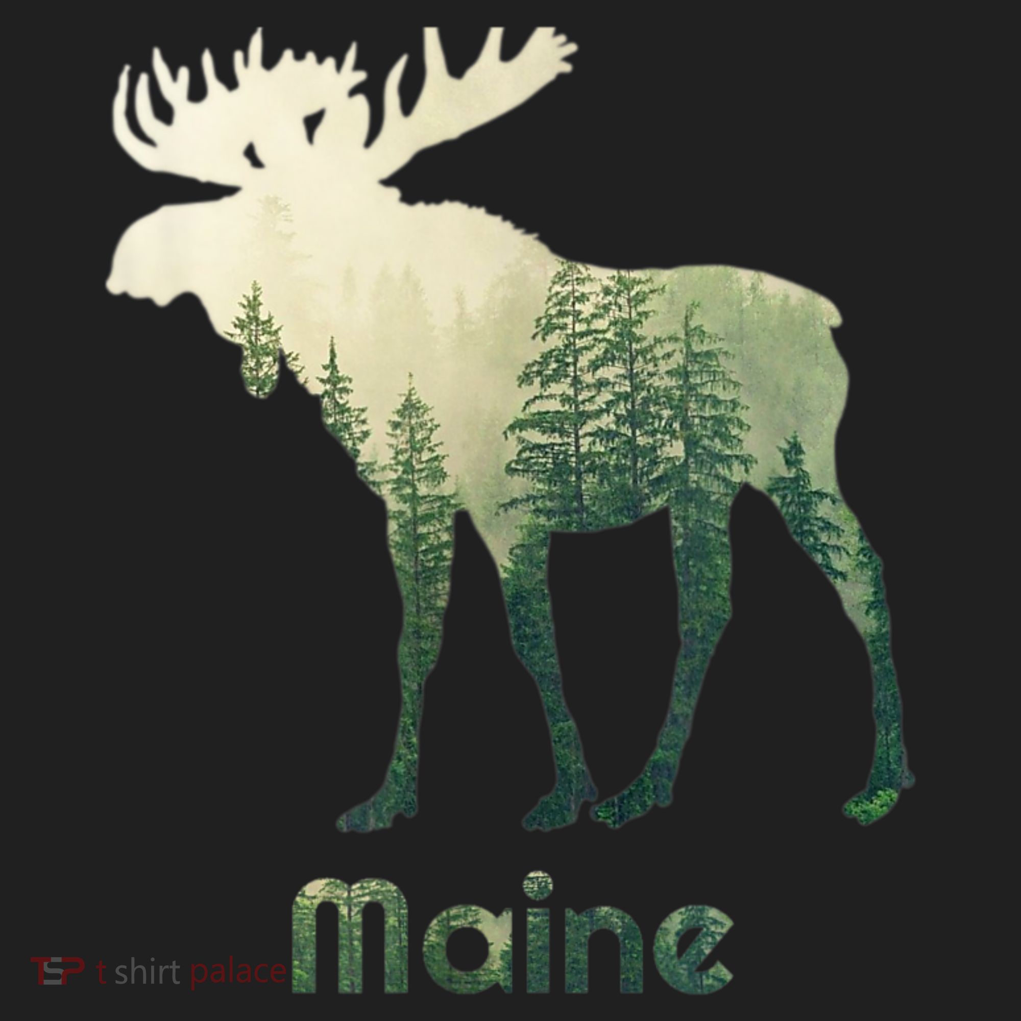 State Of Maine Moose Forest Tree Hunter Wildlife Golf Towel