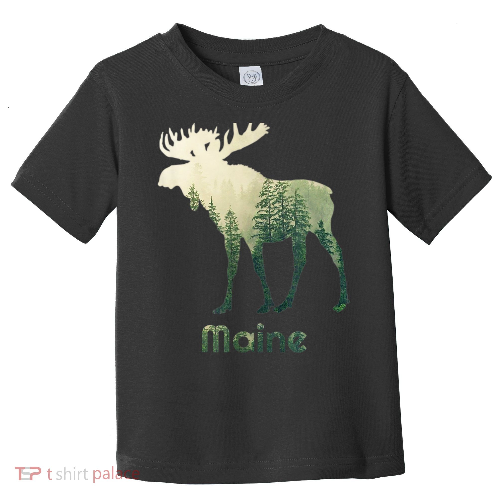 State Of Maine Moose Forest Tree Hunter Wildlife Toddler T-Shirt