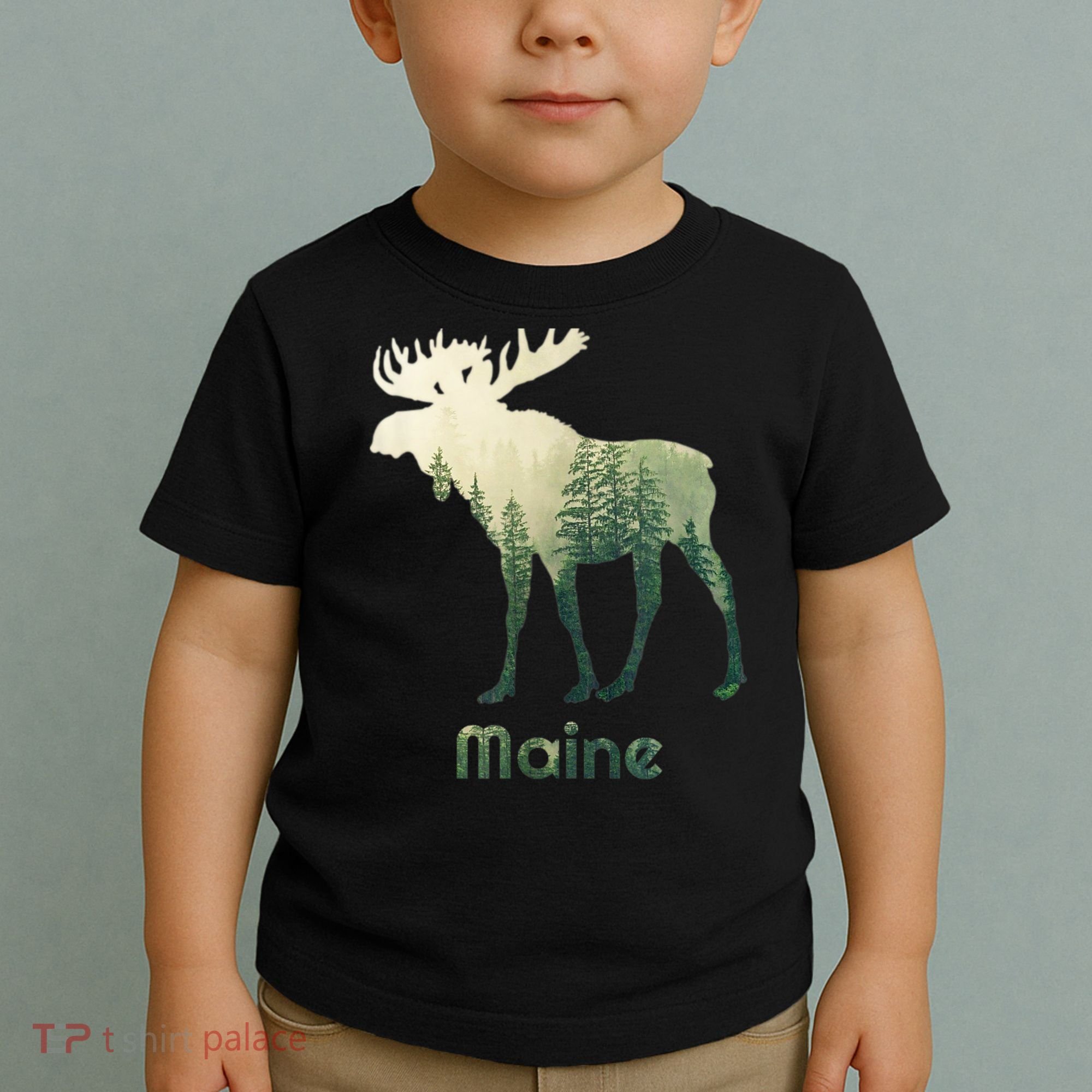 State Of Maine Moose Forest Tree Hunter Wildlife Toddler T-Shirt