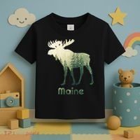 State Of Maine Moose Forest Tree Hunter Wildlife Toddler T-Shirt thumb 3