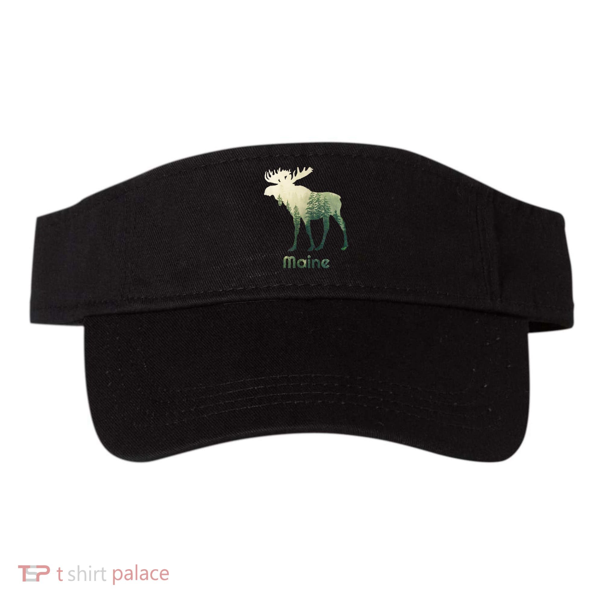 State Of Maine Moose Forest Tree Hunter Wildlife Visor