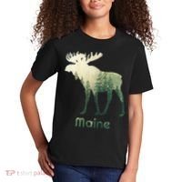 State Of Maine Moose Forest Tree Hunter Wildlife Kids T-Shirt thumb 2