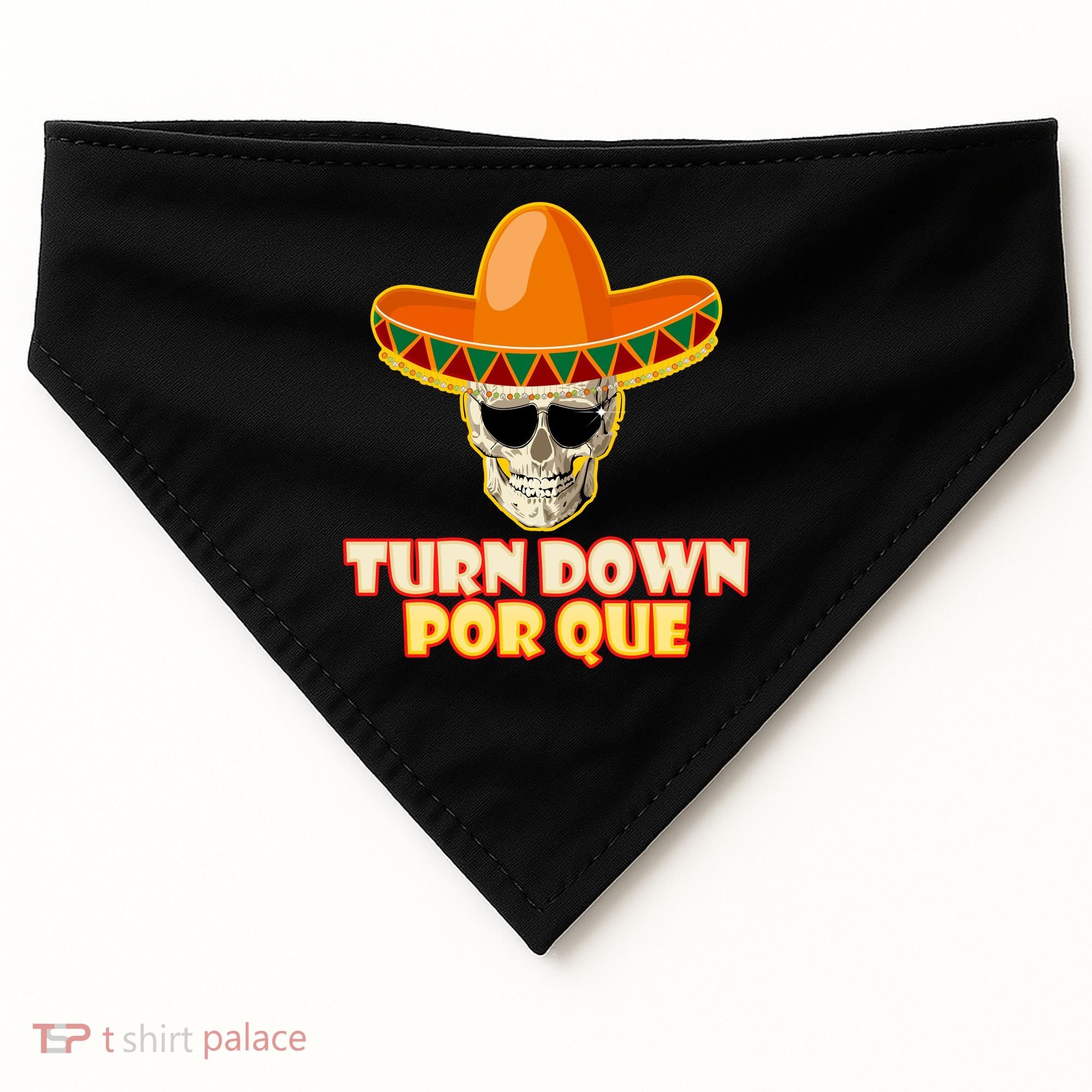 Sombrero Skull Turn Down Por Que Cinco De Mayo USA-Made Doggie Bandana