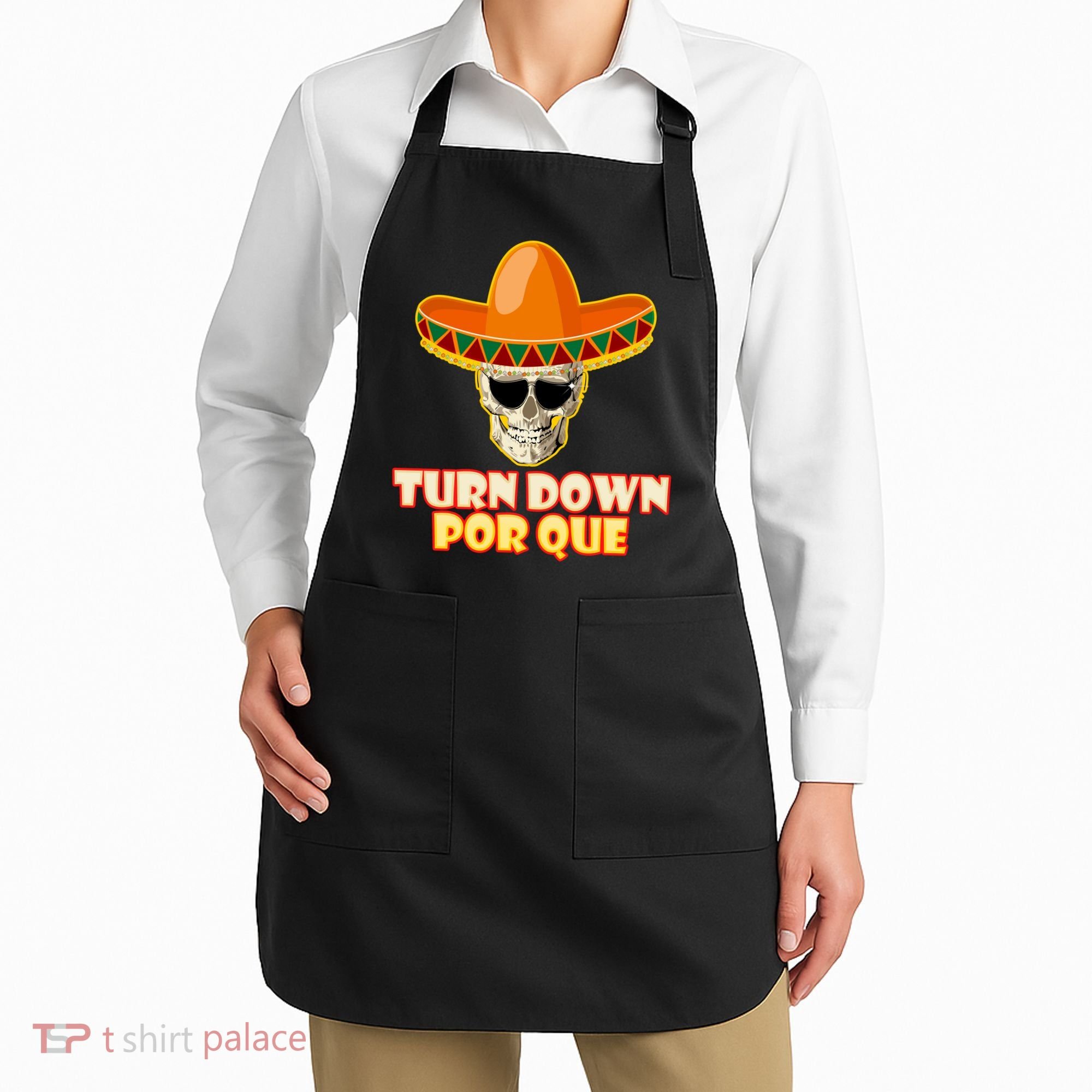 Sombrero Skull Turn Down Por Que Cinco De Mayo Apron