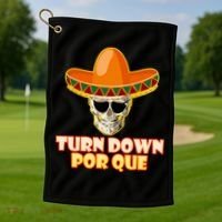 Sombrero Skull Turn Down Por Que Cinco De Mayo Golf Towel thumb 1