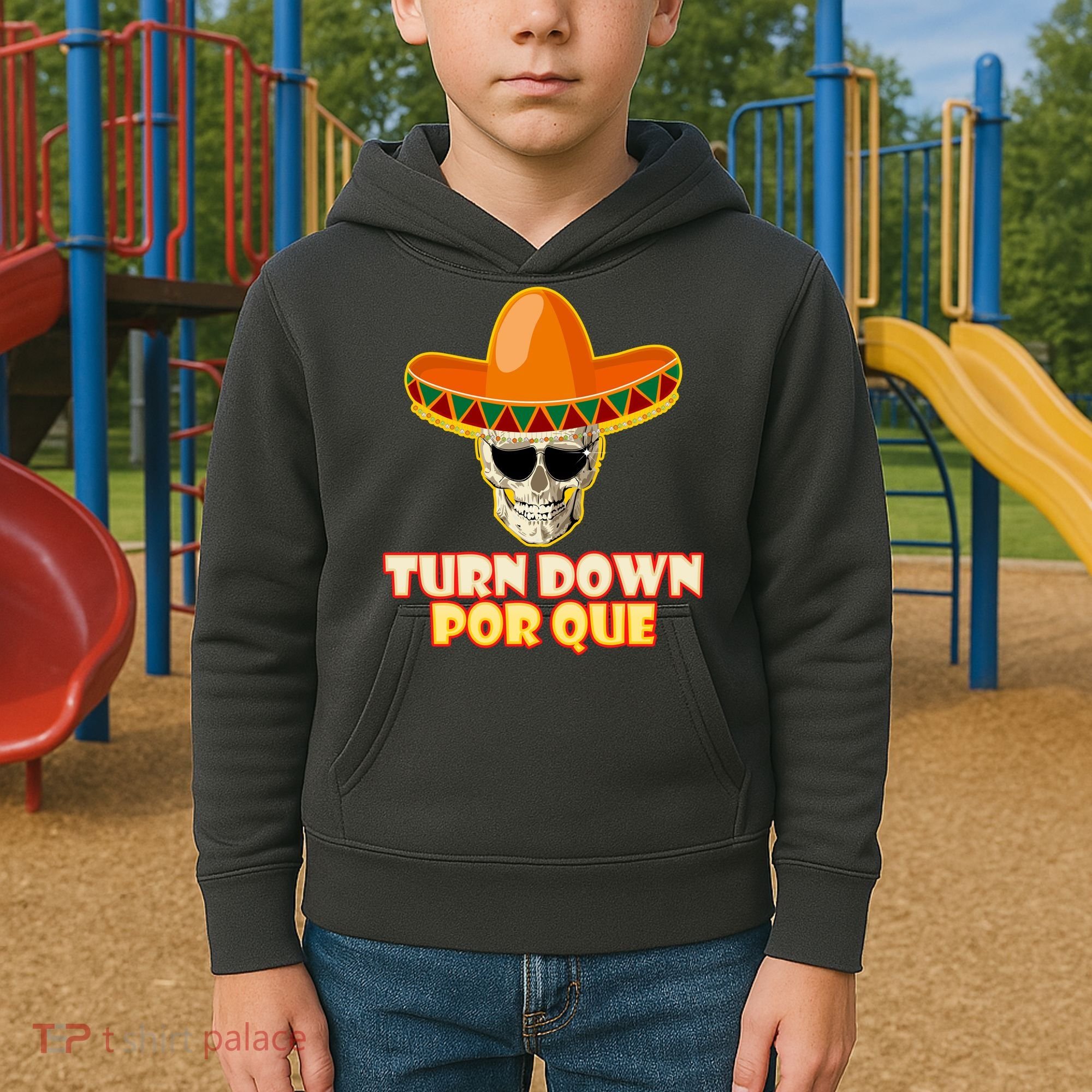 Sombrero Skull Turn Down Por Que Cinco De Mayo Kids Hoodie