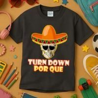 Sombrero Skull Turn Down Por Que Cinco De Mayo Kids T-Shirt thumb 3