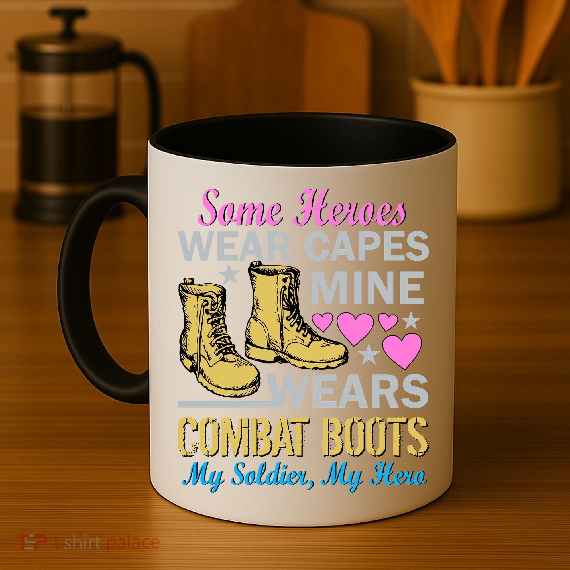 Some Heroes Wear Capes Mine Wears Combat Boots Coffee Mug