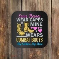 Some Heroes Wear Capes Mine Wears Combat Boots Coaster thumb 0