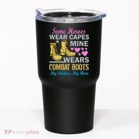 Some Heroes Wear Capes Mine Wears Combat Boots Tumbler thumb 0