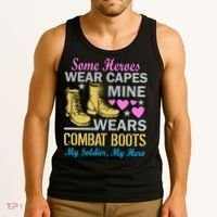 Some Heroes Wear Capes Mine Wears Combat Boots Tank Top thumb 3