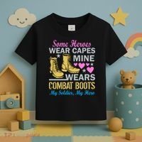 Some Heroes Wear Capes Mine Wears Combat Boots Toddler T-Shirt thumb 3