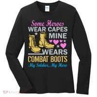 Some Heroes Wear Capes Mine Wears Combat Boots Women's Long Sleeve Shirt thumb 0