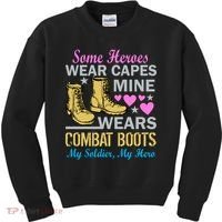 Some Heroes Wear Capes Mine Wears Combat Boots Kids Sweatshirt thumb 0