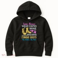 Some Heroes Wear Capes Mine Wears Combat Boots Kids Hoodie thumb 0